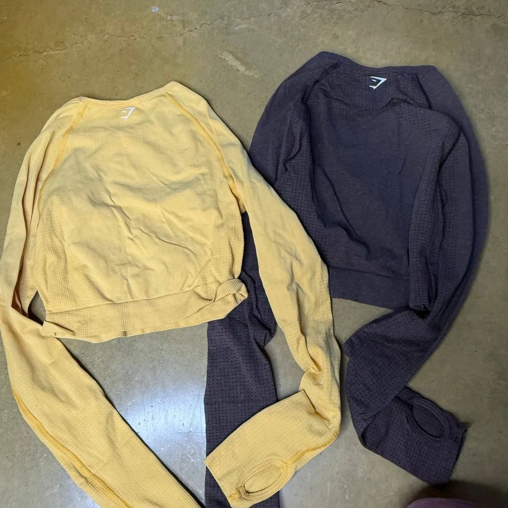2 Gymshark Women's Seamless Long Sleeve Cropped Workout Tops Size S - Picture 6 of 6